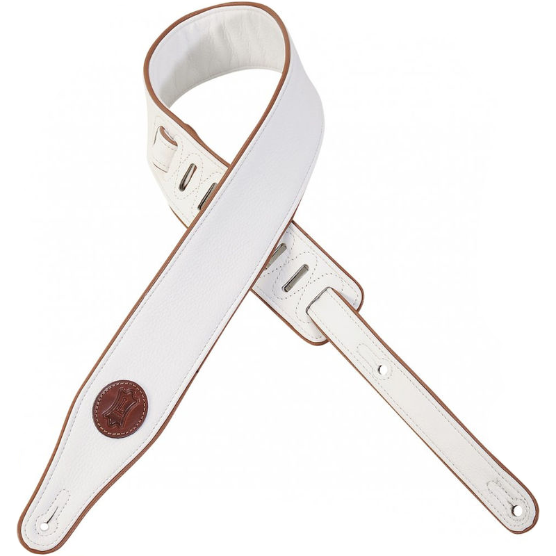 LEVY'S - Tracolla per chitarra in vera pelle Bianca