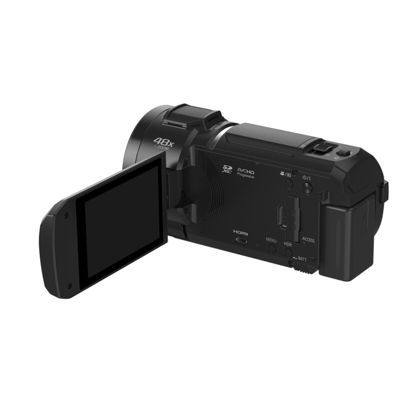 PANASONIC - Panasonic Videocamera FHD - Obiettivo grandangolare 28,9 mm, zoom 48x - O.I.S. ibrido a 5 assi +