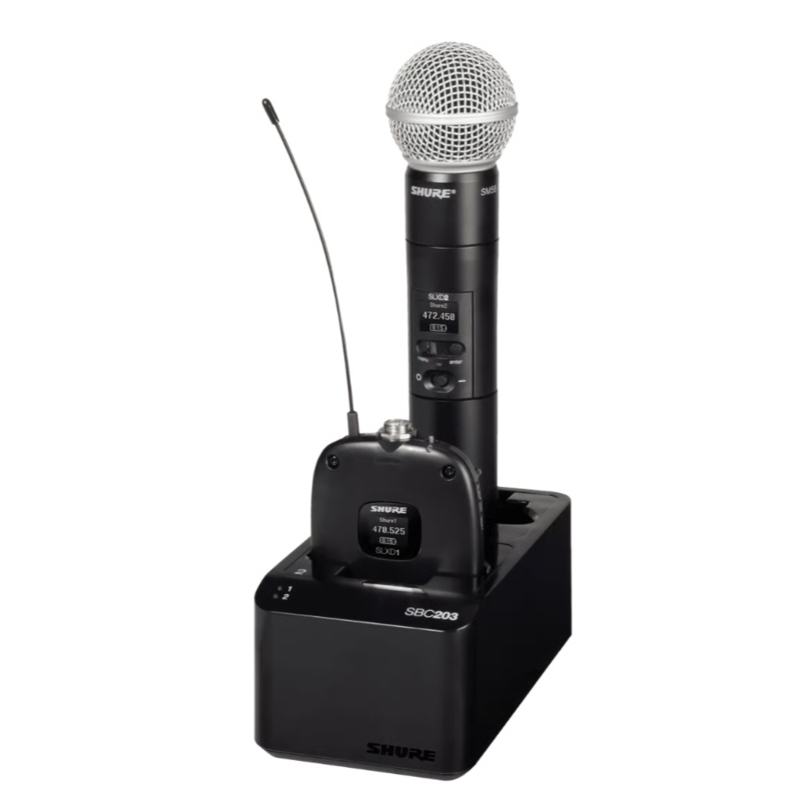 SHURE - Carica batterie a 2 posti per SB903 o trasmettitori SLX-D